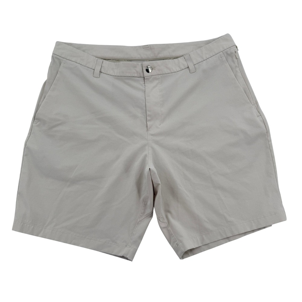 Lululemon Commission Golf Shorts Mens 38 Tan Beige Textured Performance 9 Inseam